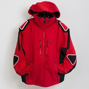 KJUS Mens Red Black Schoeller PCM Technical Ski Jacket Hooded EUR 56 US 46 2X/3X